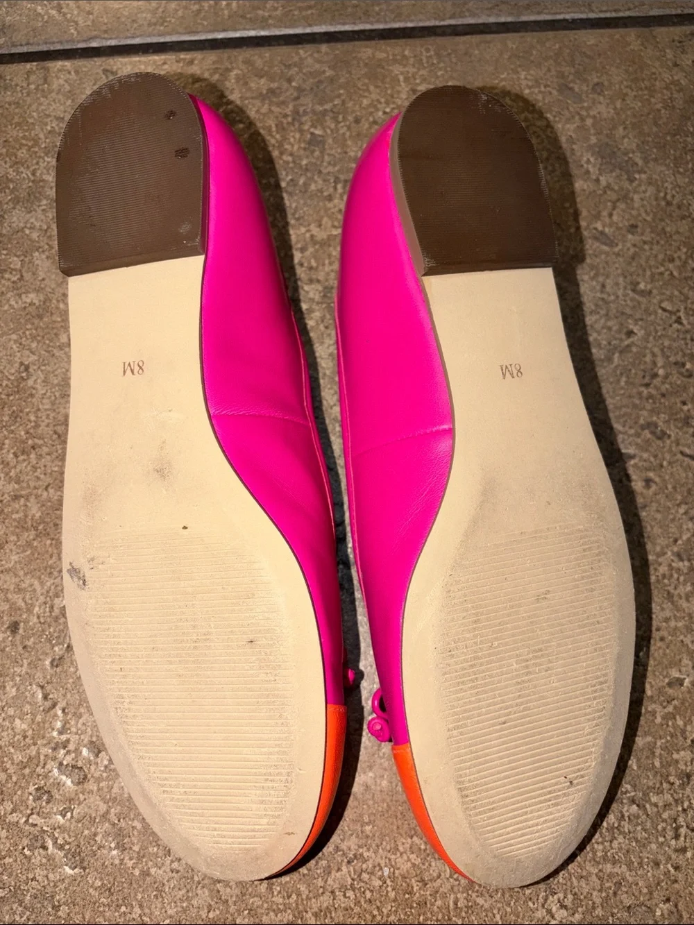 Talbots Pink and Orange Two-Tone Cap-Toe Ballet Flats
